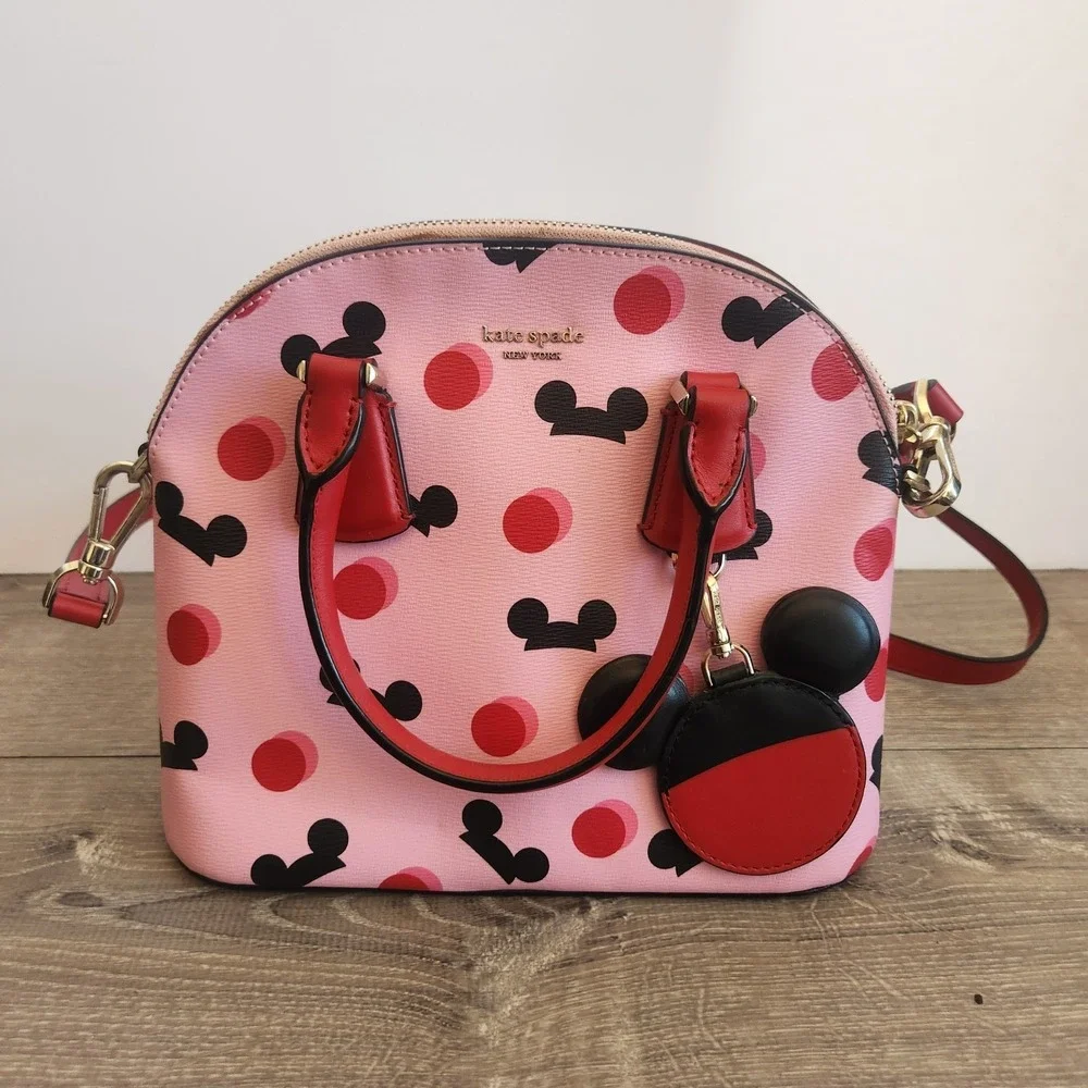 Kate Spade New York Disney Parks Mickey Mouse Ears Pink Red Purse Tote Bag READ